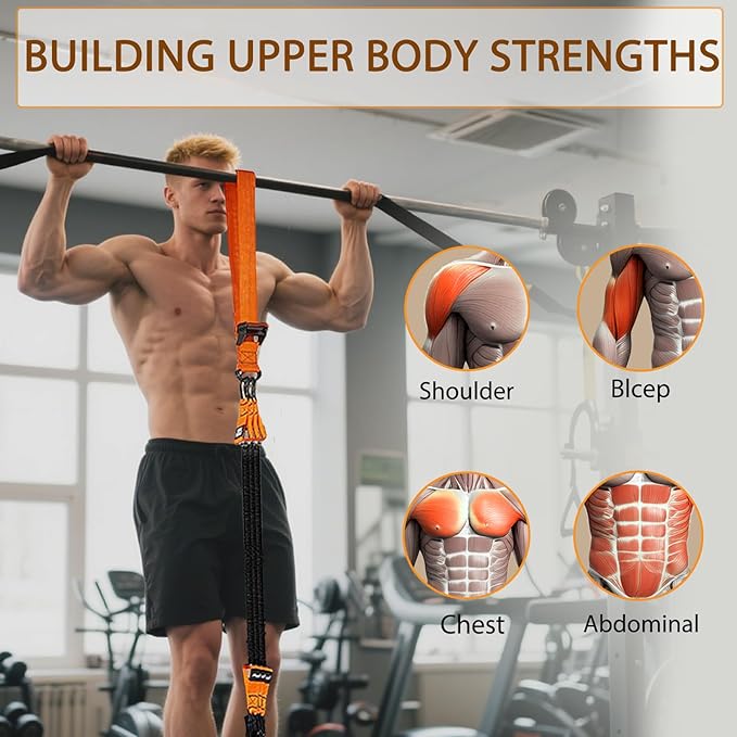 Pull Up Assistance Bands, Heavy Duty Resistance Bands for Pull Up Bar, Adjustable Weight/Size with Fabric Feet/Knee Rest, Bands for Pull Up Assist for Strength Training