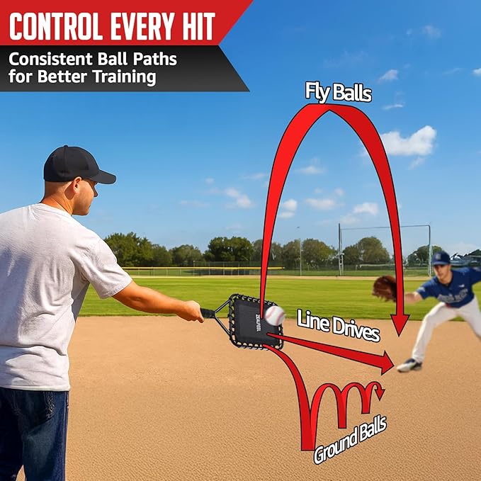 Baseball Racket for Fly Balls, 19-Ounce Fungo Racket Baseball/Softball Training, Scientific Weighted Bat with Ergonomic for Parents & Coaches, Designed to Hitting Ground Balls, Pop Flies & Line Drives