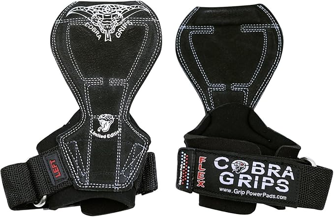 2018 Cobra Grips Flex Model Weight Lifting Gloves Heavy Duty Straps Alternative Power Lifting Hooks for Deadlifts with Padded Wrist Wrap Support Bodybuilding