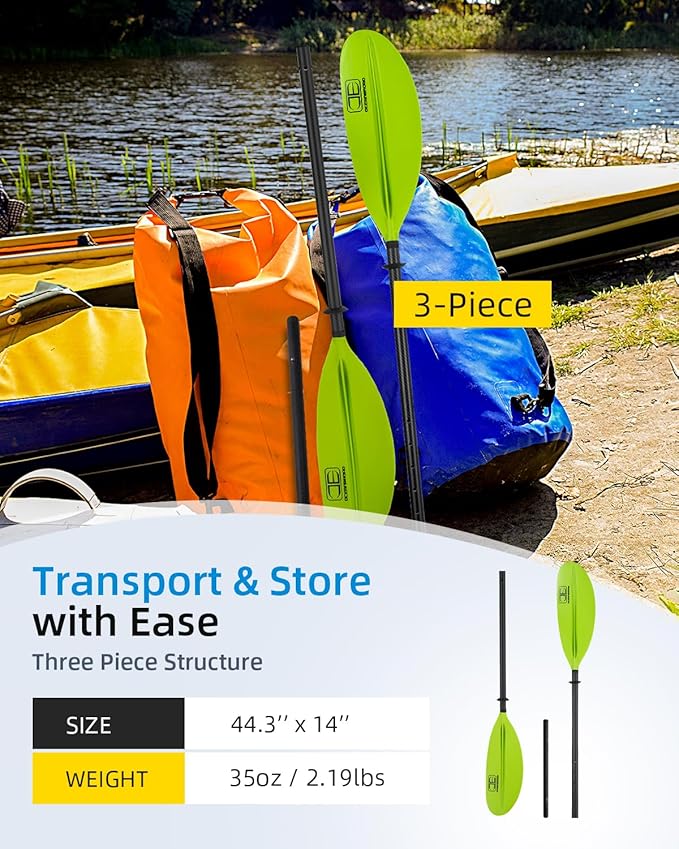 OCEANBROAD Adjustable Carbon Fiber Kayak Paddle 86in/220cm to 94in/240cm Kayaking Oar for Adults with Paddle Leash 1 Paddle