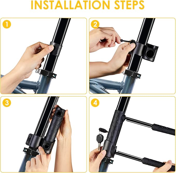 Bike U Lock,Heavy Duty Combination Bicycle u Lock Shackle 4ft Length Security Cable with Sturdy Mounting Bracket and Key Anti Theft Bicycle Secure Locks