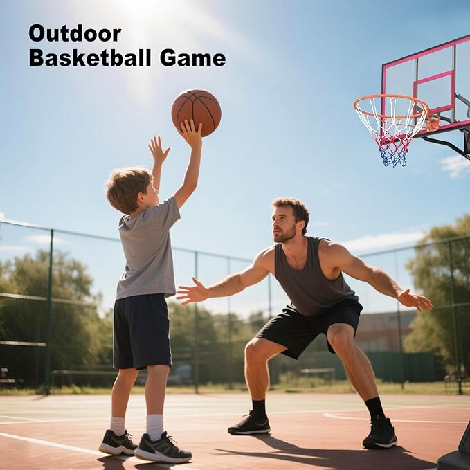Basketball Hoop Outdoor 8.04-10FT Height Adjustable, Portable Basketball Goal with 44 Inch Shatterproof Backboard, Heavy-Duty Base & Wheels for Youth,Teens,Adults in Backyard,Driveway,Indoor