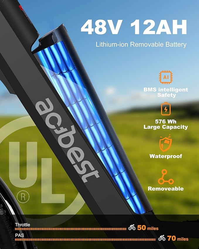 Cores Electric Bike for Adults, 26" Electric Commuter Bike with 1200W Peak Motor, 28MPH 70 Miles Max, 48V 576Wh Removable Battery, 7-Speed City Cruiser Mountain E Bike for Commuting