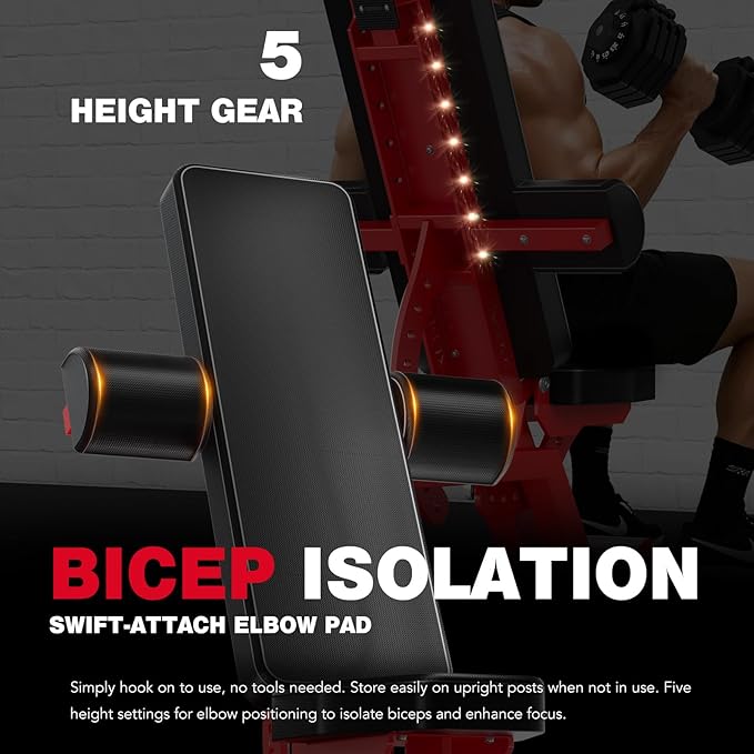 KeppiFitness Weight Bench - 1500LBS Capacity Workout Bench, 17” Bench Press Height, 11+8 Adjustable Weight Bench with Flat/Incline/Decline Angle and Vertical Storage - Bench6000 Series