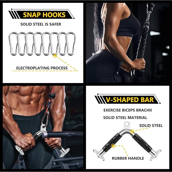 Cable Machine Attachment, LAT Pulldown Attachments, Home Gym Accessories, Triceps Pull Down Attachment
