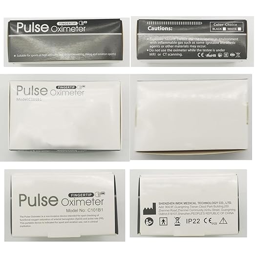 Oximeter, Pulse Oximeter, Oximeter with Alarm, Fingertip Pulse Oximeter, Portable SpO2 Pulse Rate Monitor, Oximetro Batteries and Lanyard (Black)