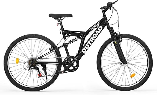 Outroad 26 Inch Mountain Bike, 7-Speed/High-Carbon Steel/Aviation Grade Frame with V Brake, Adjustable Ergonomic Seat Bicycle for Men Women Adult, MTB with Shock Absorption System