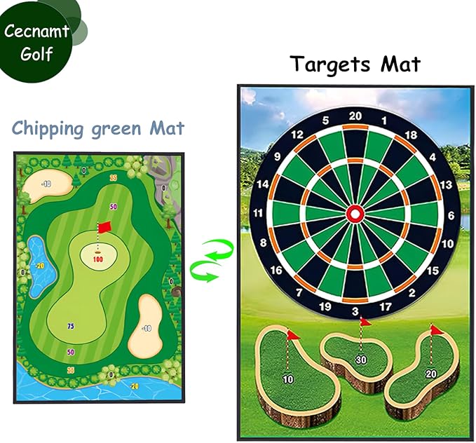 Golf Chipping Game - Battle Golf with Club & Double-Sided Hitting Mat, Chip Sticky Practice Game Set for Adults & Kids, Indoor & Outdoor