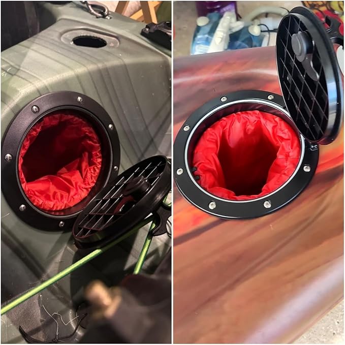Round/Square Hatch Cover Deck Panel, ABS Sealed Hatch Cover kit with red Waterproof Bag, Suitable for Kayaking