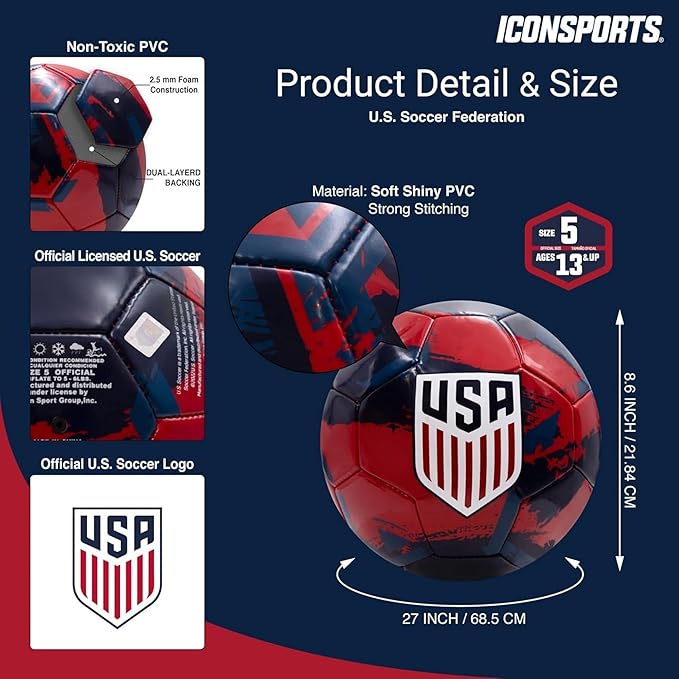 Icon Sports Officially Licensed Tottenham Hotspur Regulation Size 5 Soccer Ball