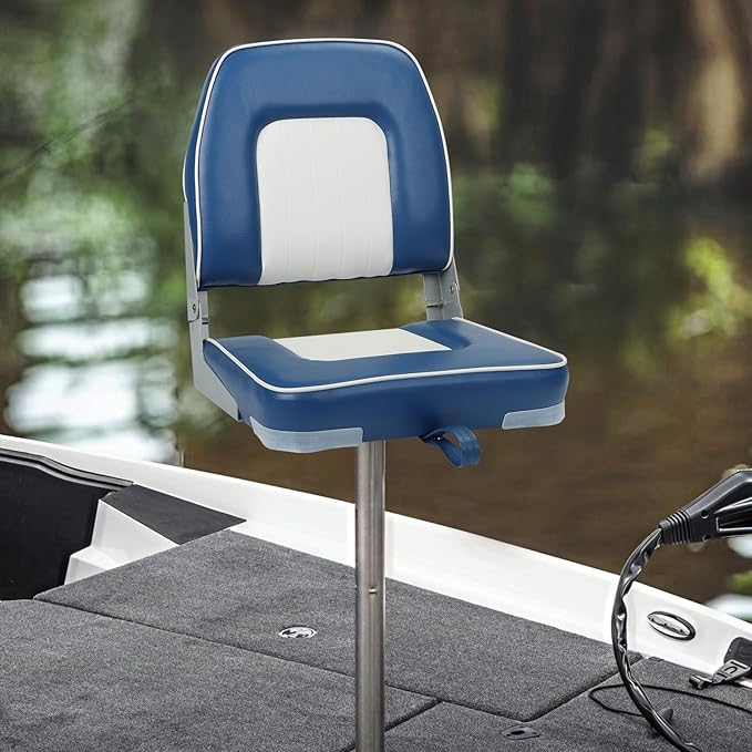 Classic Low Back Fishing Boat Seat with Backrest Folding Boat Chair Marine Bass Jon Boat Seats