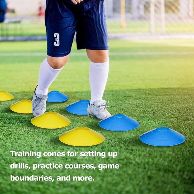 KEVENZ 50-Pack Soccer disc Cones,More Thicker, More Flexible,Multi Color Cone for Agility Training, Soccer, Football, Kids, Field Marker