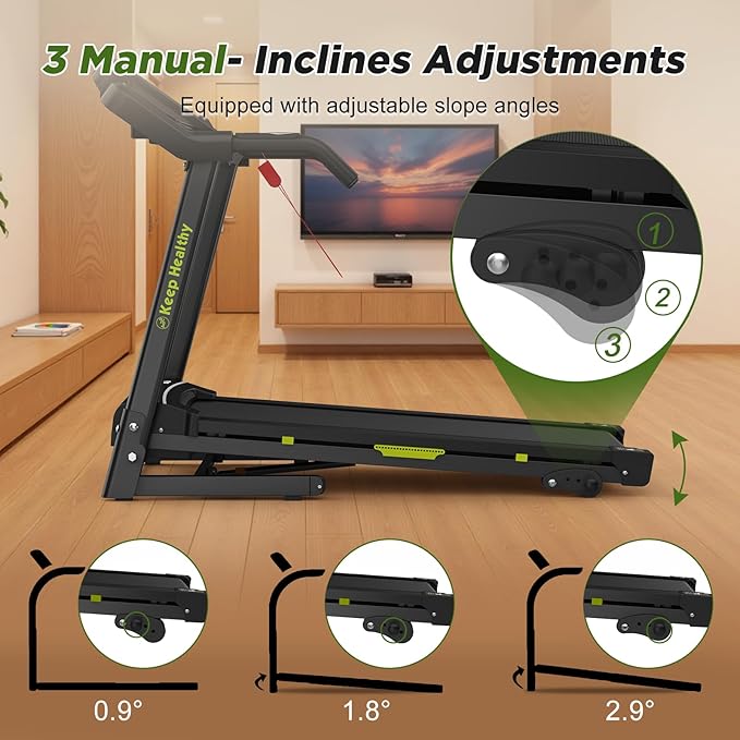 FYC Folding Treadmill for Home with Incline 330lb Weight Capacity 3.5HP Portable Electric Treadmill with Bluetooth, 12 Preset Programs Exercise Running Machine Easy Assembly