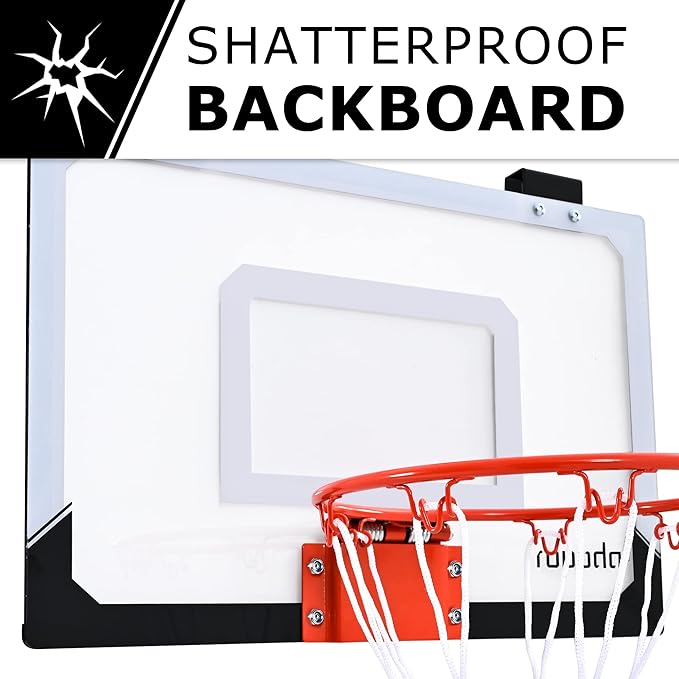 ropoda Indoor Basketball Hoop, Mini Hoop with Remote Controll, 7 LED Lights, 3 Modes Scoreboard, Mini Hoop with 4 Balls Over The Door, Basketball Hoop Indoor, Toys Gifts for Kids Adults