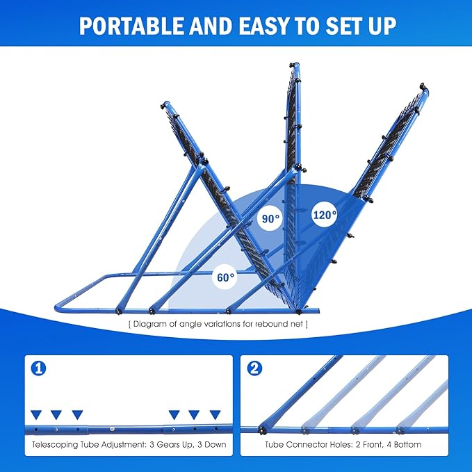 Soccer Rebounder Net, Quick-Switch Angle Soccer Training for Control, Passing Practice, Easy Setup Rebounder Gifts Aids & Equipment for Kids,Teens & Adults