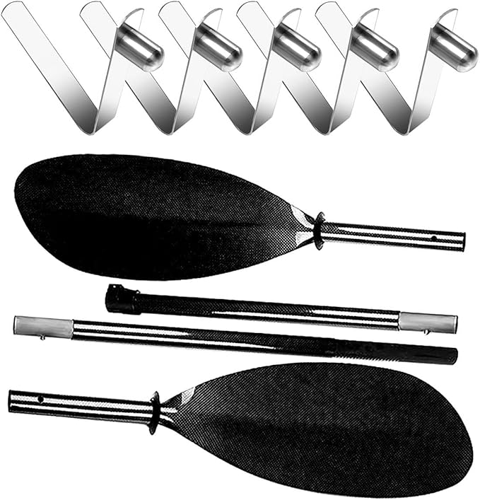 HZMM 8 Pcs Kayak Paddle Spring Snap Clips, Tent Pole Clips, Stainless Steel Push Button Clips, Tent Pole Push Button Spring Clips, Tube Locking Pin Clips for Kayak Paddle Camping Tent Pole