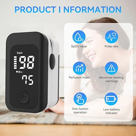Berrcom Finger Pulse Oximeter for Adults, Accurate SpO2 & Pulse Rate Monitor with LED Display & Lanyard Included