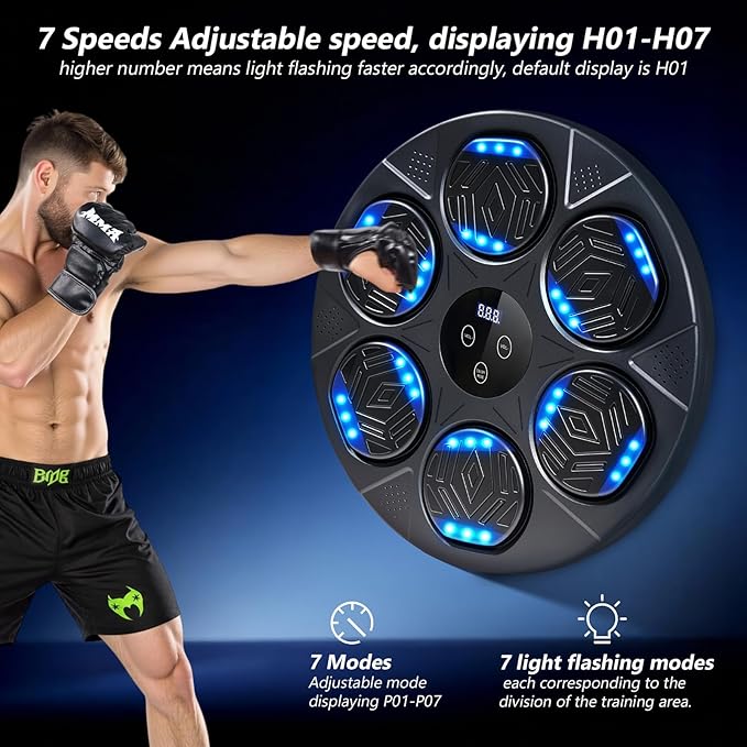 Music Boxing Machine, Workout Equipment with Boxing Gloves, Bluetooth Smart Punching Arcade Machine, Fitness Equipment for Home,Office,Gym