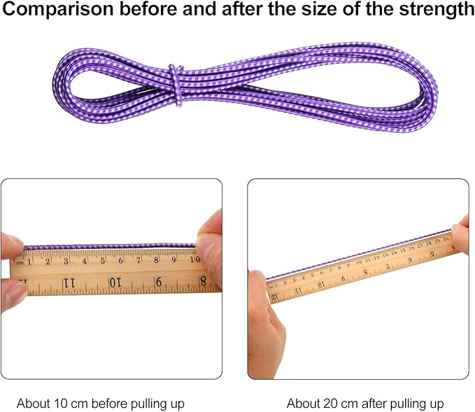 Gejoy 6 Pieces Chinese Jump Rope 157 Inches Stretch Skip Adjustable Chinese Elastic Rope Fitness Jump Game for Outdoor Exercise(Purple, Blue)