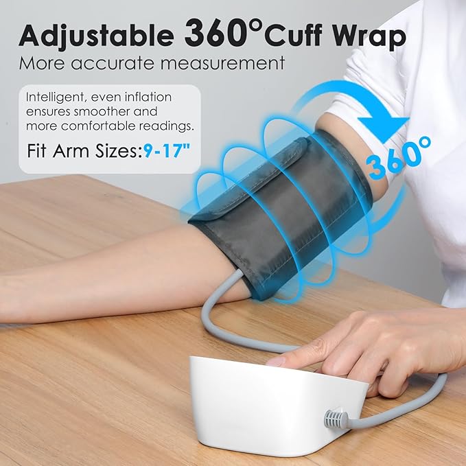 Blood Pressure Monitors for Home Use Adjustable Arm Blood Pressure Cuff 9-17in, 2 * 99 Sets Memory Digital Automatic Arm Blood Pressure Machine, Large BP Cuff Automatic Upper Arm with USB Cable