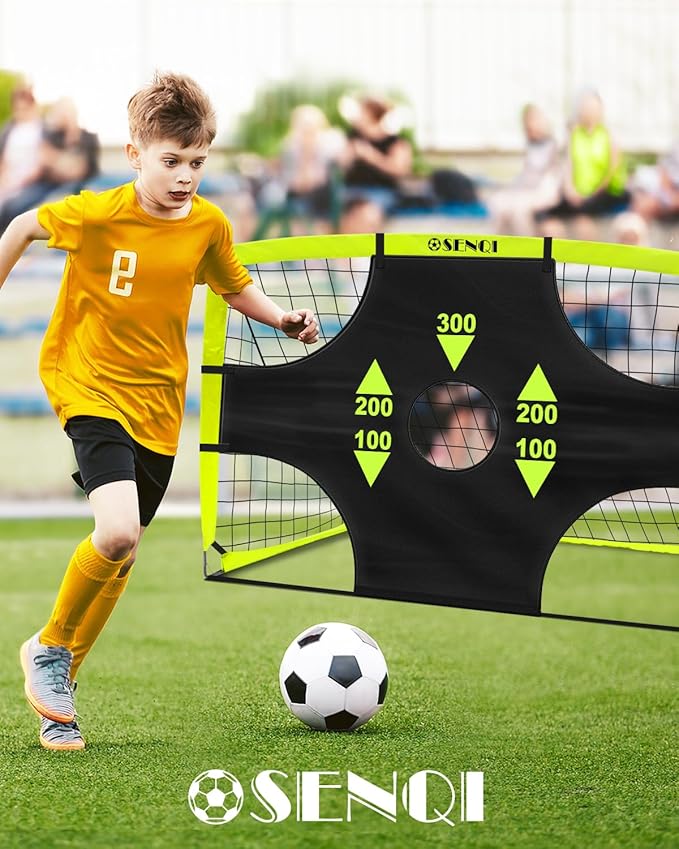 Soccer Goal,Portable Soccer Goal of 6x4ft,2 Set of Soccer Goal Backyard Training Equipment with Soccer Ball and Scoring Target Cloth,Outdoor Sports Games Gift