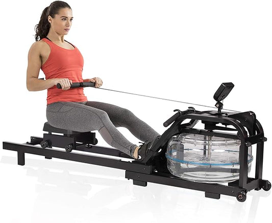 Water Rowing Machine Adjustable Water Resistance Rower with Digital Monitor Home Gyms Training Fitness Equipment(Solid Wood/Steel Frame)