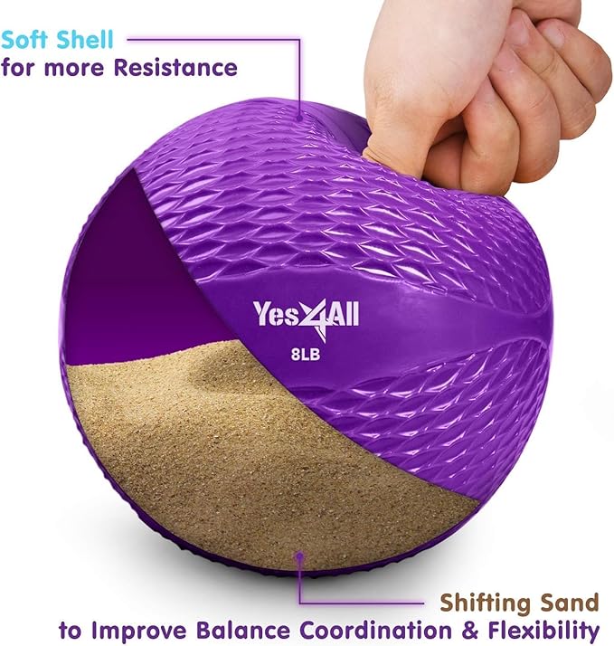 Yes4All Weighted Toning Balls for Exercise, Soft Medicine Balls for Exercise, Pilates, Yoga, Balance, Flexibility, 2-10lbs