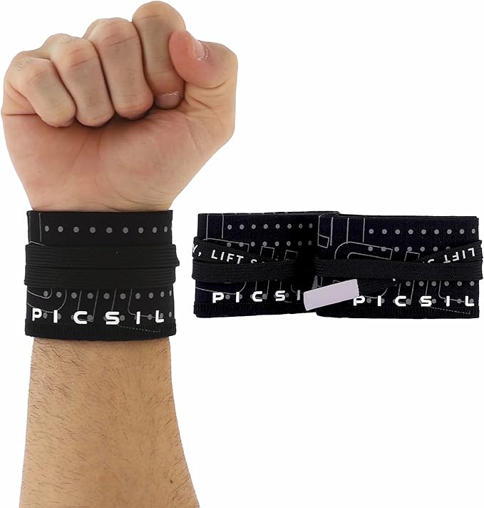 PICSIL Adjustable Wrist Support, Premium Fabric Weightlifting and Yoga Sweat Bands for Gym, for Women and Men, 1 Pair
