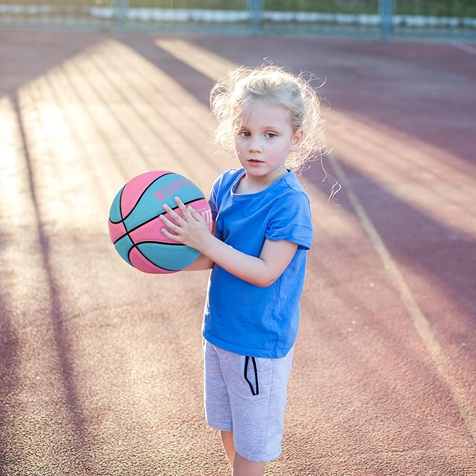 KUYOTQ Kids Toddler Youth Adult Size 3/4/5/6/7 Basketball 22/25.5/27.5/28.5/29.5" Thickened Rubber or Faux Leather Basketball for Boys Girls (Deflated)