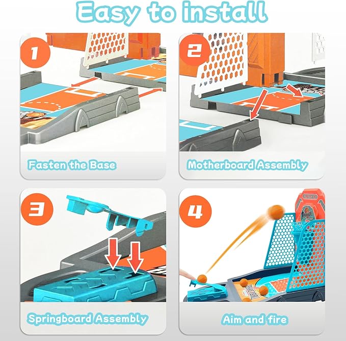 Basketball Shooting Game Toy, Funny Shooting Game, Desktop Table Basketball Games Set, Fast and Frenzied Launching ball - Including 1 Basketball Stand and 10 Balls, Gift for Kids 3-10 Year Old