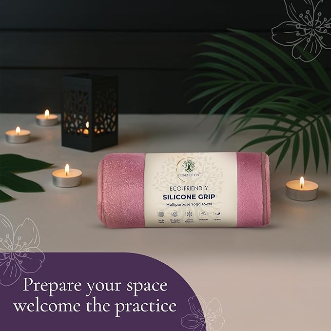 Non Slip Hot Yoga Mat Towel for Yoga | Silicone Grip with Quick Drying Super Absorbent Technology | Multi-Purpose Performance Yoga Towel Mat Measures 26.5" X 72" | Ideal for All Workouts