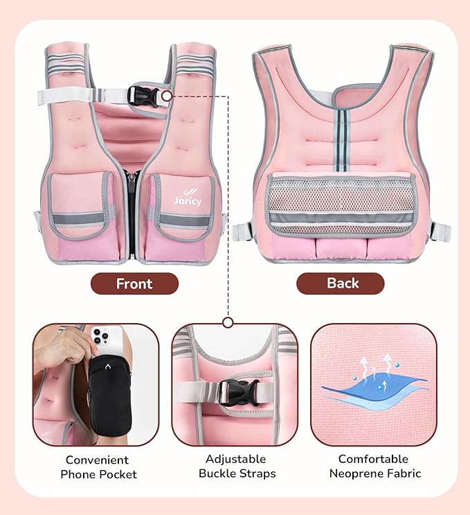Weighted Vest Woman Men 5-12lb/9-16lb/17-24lb/23-30lb Body Weight Vest with 5 Adjustable Weights Weighted Vests with Zipper Women Rucking Vests for Walking Running Strength Training Workout
