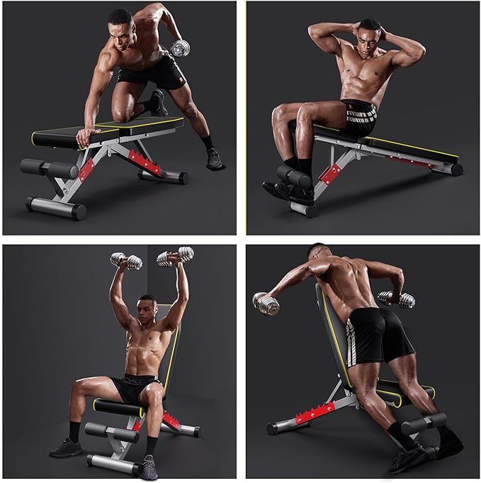 Weight Bench, Adjustable Workout Bench Press Set for Home Gym Full Body Strength Workout, Easy Assembly Foldable Training Lifting Bench, Max Load 750