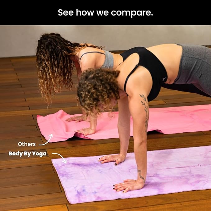 Yoga Drip Yoga Towel - Non Slip Hot Yoga Mat Towel With Corner Pockets, No-Skid Grip, and Built-in Alignment Lines | Soft, Moisture Wicking, and Sweat Absorbent | No Bunching, Stays in Place 72" x 25"