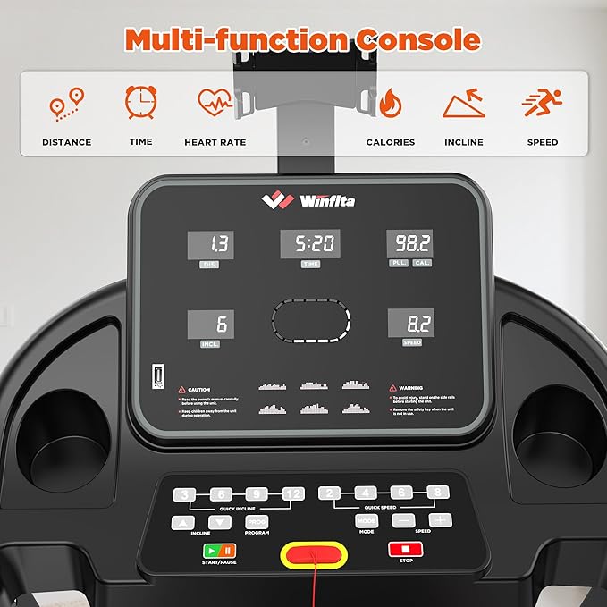 3.5HP Folding Treadmills for Home with Incline Optional, 300 lbs Capacity, 8.0MPH Speed, 17'' Wide Belt, App, Bluetooth Connection, 64 Programs, USB Charging Port, BMI Detector for Home Use