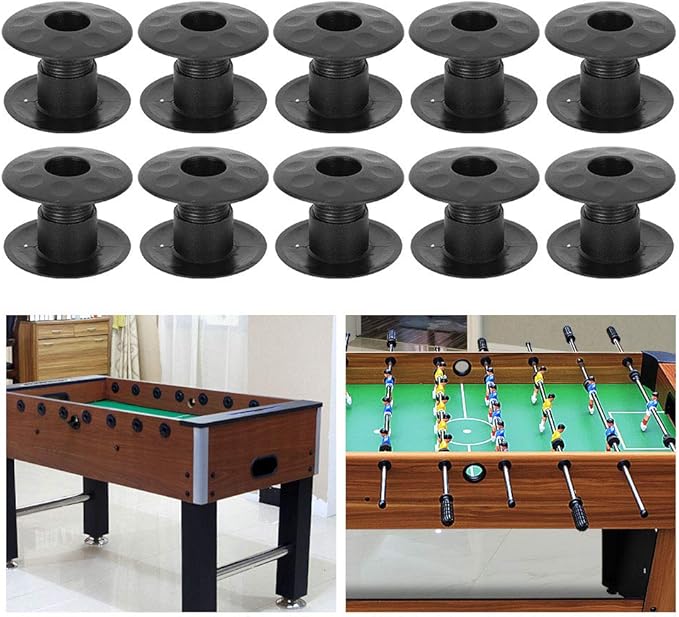 Foosball Bearing Rods, 10 Pair Black Plastic Tabletop Foosball Bushings Table Football Bearing Rods Foosball Machine Bearings Foosball Fun Games Accessories Foosball Table Replacement Part