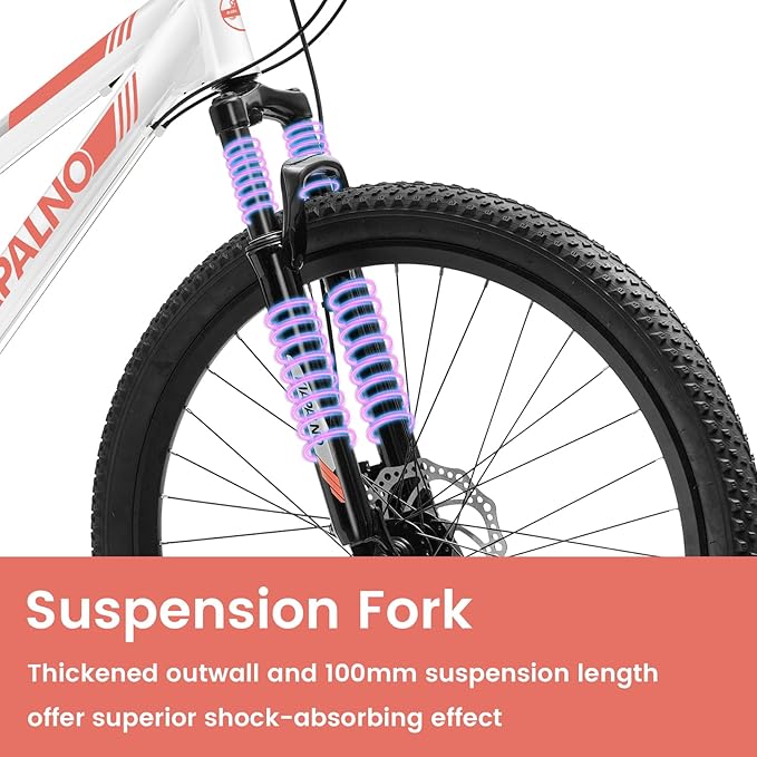 24 26 Inch Women Girls Mountain Bike, Disc/V Brakes 21 Speeds Women Bike, Sturdy Steel Frame and Suspension Fork, Stylish Adult and Teens Bicycle for Urban Trail Snow Commuter