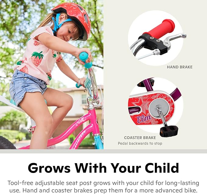 Schwinn Elm and Koen Bike or Balance Bike, 12-20 Inch Bike for Kids Ages 2-13, Black, Blue, Red, Teal, Pink or Purple, SmartStart Ergonomic Design, Adjustable Seat Grows with Child, Training Bicycle