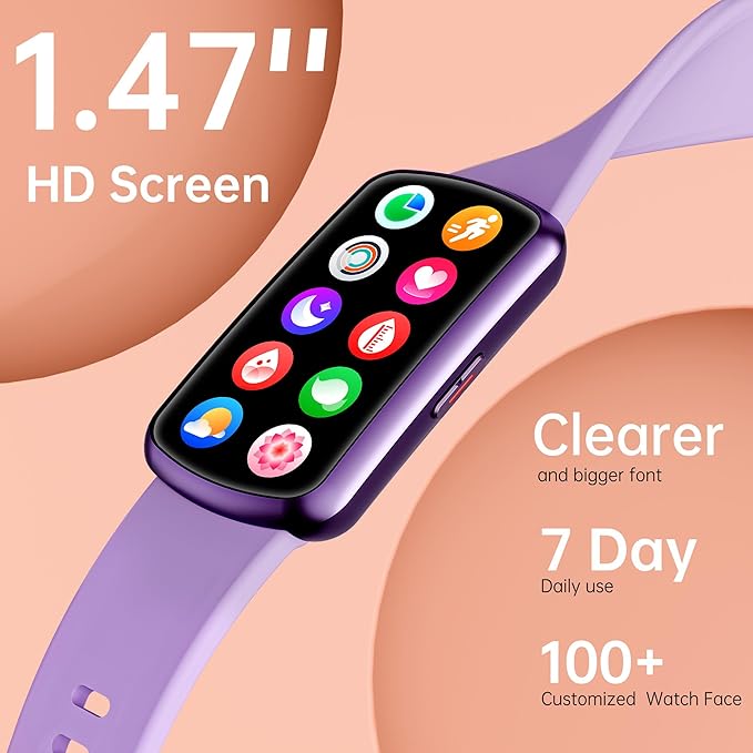 Health Fitness Tracker with 24/7 Heart Rate, Smart Watch with Blood Pressure and Blood Oxygen Monitor, Bulit-in 120+ Sport Mode, Sleep Tracking Waterproof Activity Tracker for Women Men (Purple)