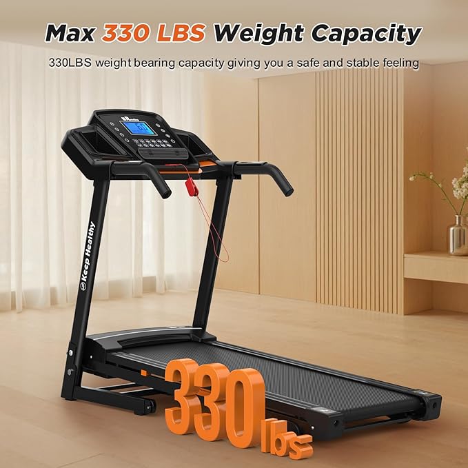 FYC Folding Treadmill for Home - Portable Walking Treadmill with Incline, Handles & App, Dual Shock Absorption, Bluetooth Speakers, 330lbs Capacity, Easy Fold Design