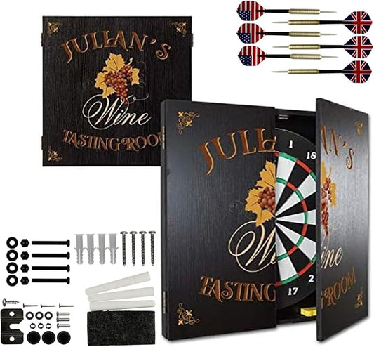 THOUSAND OAKS BARREL CO. | Personalized Dartboard & Cabinet Set with 6 Steel Tip Darts