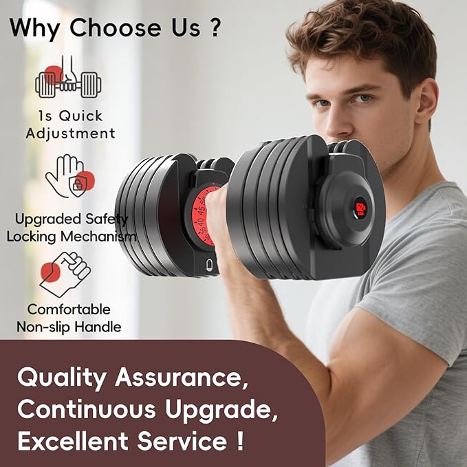Upgraded Adjustable Dumbbells Set 52.5 lbs/25 lbs, 15/9 Weights Dumbbell Set, Quick Adjustable Dumbbells For Men Women Home Gym with Anti-Slip Handle, Safe and No Falling