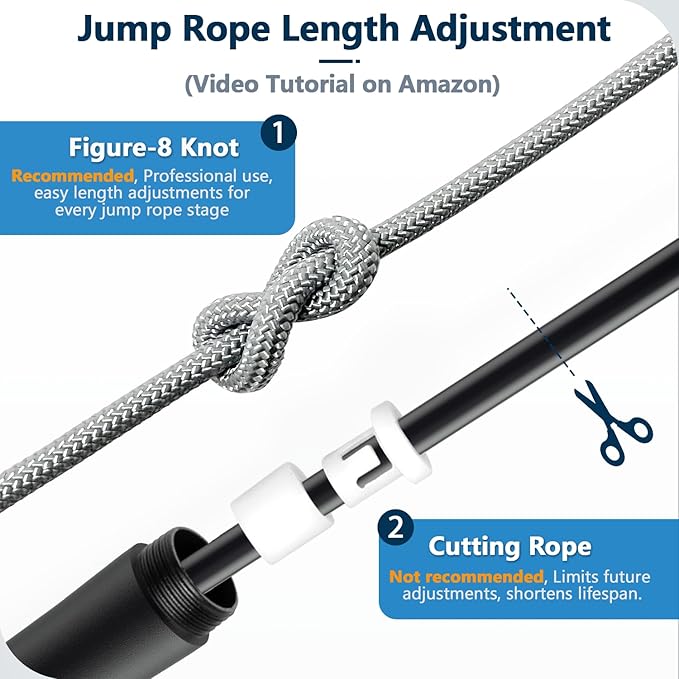 Weighted Jump Rope, 1LB Tangle-Free Ball Bearing Rapid Speed Skipping Rope for Men Women, Adjustable 9mm Cotton & PVC Rope with Alum Handle for Boxing MMA Weight-Loss Athletic Workout Fitness