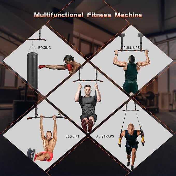 Pull Up Bar Wall Mounted: Wall Adjustable Joist Mount Pull Up Bar & Chin Up Bar for Home Gym Workout Strength Training Equipment