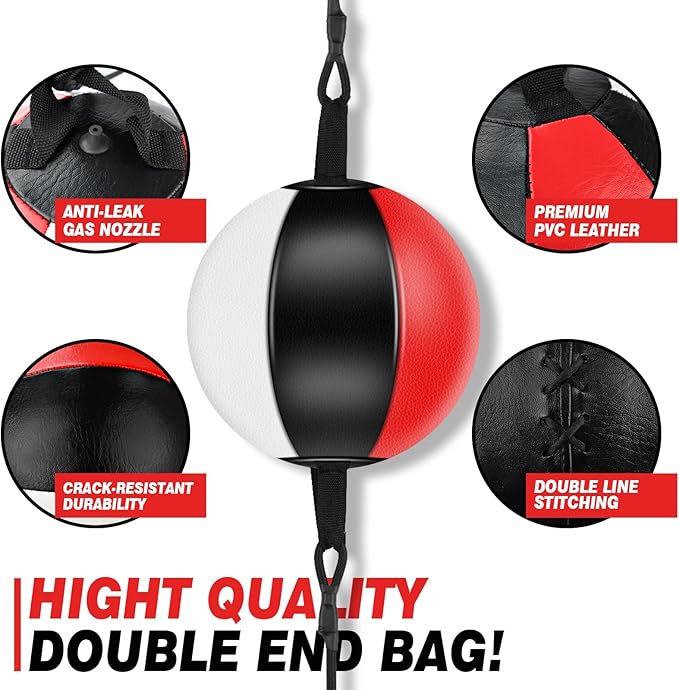 Doorway Punching Bag Double End Bag for Boxing, No Wall Installation Boxing Training Set with Bungee Cords, Double End Punching Ball Striking Equipment for Training at Home & Gym