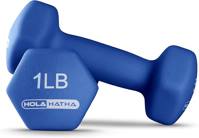 HolaHatha 2, 3, 5, 8, and 10 Pound Neoprene Dumbbell Free Hand Weight Set with Rack, Ideal for Home Exercises to Gain Tone and Definition, Pastel