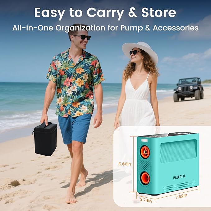 Electric Paddle Board Pump 150PSI - 4X Faster SUP Pump, Auto Air Compressor for SUP, Car Tires, Bike, Ball, Kayak, Tent, Float (Portable & All-in-One)