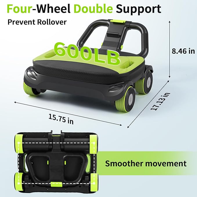 IRISFLY New 4-Wheel Abdominal Roller,Upgraded High-Performance Ab Roller Wheel,Automatic Rebound Ab Roller Board, Strengthen Core & Abs, Ab Machine Perfect for Home Workout