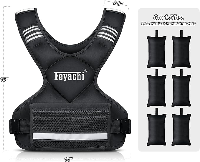 Feyachi Adjustable Weighted Vest - 3-12 lbs/12-20 lbs/20-32 lbs X Type Weight Vest with Reflective Stripe Ideal for Running Workout and Training