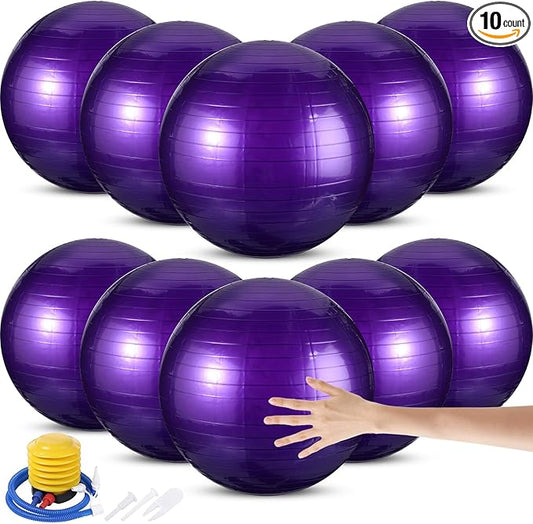 Jerify 10 Pcs Pilate Ball Exercise Ball Bulk Yoga Ball for Fitness Pregnancy Birthing, Core Ball Chair Workout Equipment with Pump and Plug for Office Home Gym, Supporting 330lbs